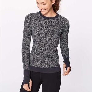 Lululemon Black Speckled RestLess Pullover Running Long Sleeve Shirt 6